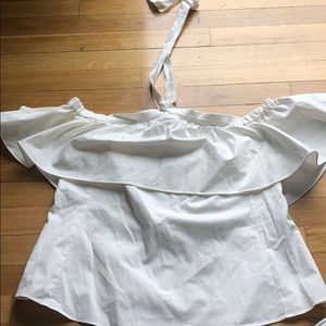 NWT Rebecca Taylor tie up off the shoulder blouse